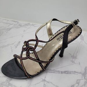 2/$20 Vintage Y2K Black With Colorful Beads Heels